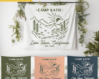 Custom Camp Bachelorette Tapestry, Cabin Party Decor