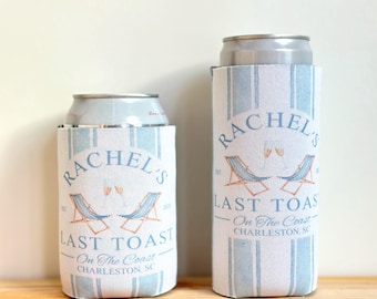 Last Toast On The Coast Can Cooler: Coastal Bachelorette Party Favors, Beach Girls Trip