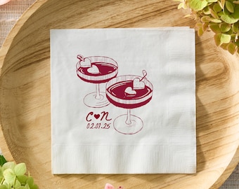 Cheers To Love Napkins, Custom Rehearsal Dinner Napkins, Personalized Engagement Party Napkins, Monogram Wedding Reception Cocktail Napkins