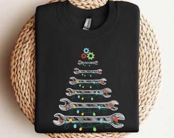 Wrench Christmas Tree Shirt, Mechanic Xmas Gift
