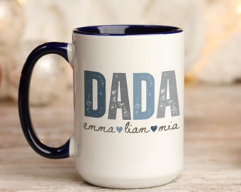 Personalized Dada Mug with Kids Names, Father's Day Gift