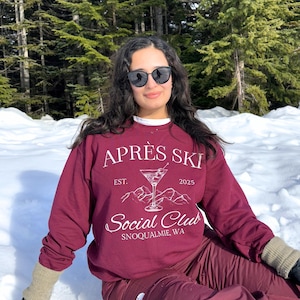 Apres Ski Sweatshirt Custom Winter Bachelorette Sweater Personalized Ski Vacation Crewneck Winter Bridal Shower Gift Mountain Bachelorette