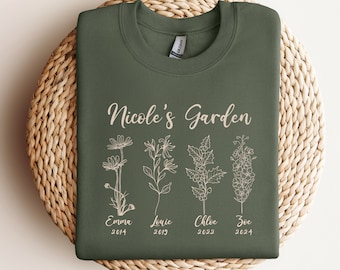 Custom Birth Month Flower Sweatshirt, Birth Flower Shirt With Names, Grandma's Garden Sweatshirt, Birth Flower Mothers Day Gift for Grandma