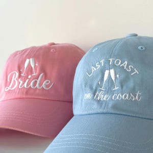 Last Toast On The Coast Bachelorette Party Hat Coastal Bachelorette Hats Beach Bachelorette Cap Bride Embroidered Hat Gift For Bridesmaids