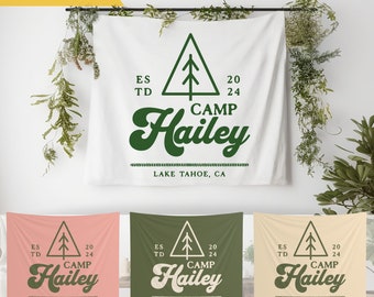 Custom Camp Bachelorette Tapestry Banner: Cabin Decor