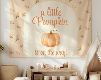 Little Pumpkin Is On The Way Banner Little Pumpkin Baby Shower Backdrop Boho Fall Pumpkin Baby Shower Party Decor Autumn Baby Shower Banner