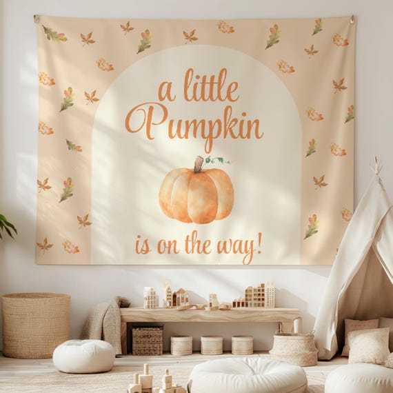 Little Pumpkin Is On The Way Banner Little Pumpkin Baby Shower Backdrop Boho Fall Pumpkin Baby Shower Party Decor Autumn Baby Shower Banner