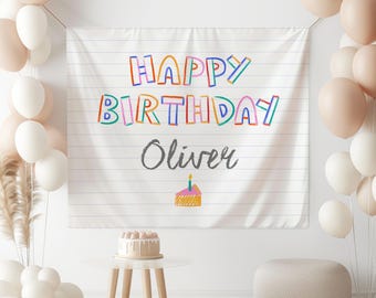 Custom Birthday Sheet Banner: Personalized Kids Birthday Fabric Sign