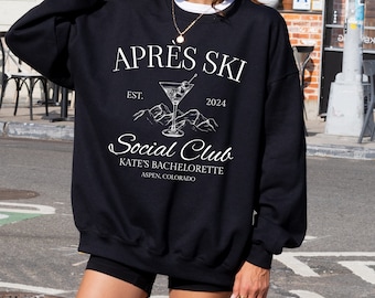 Apres Ski Bachelorette Sweatshirts Custom Winter Bachelorette Sweater Bride-to-Be Ski Lodge Party Tee Aspen Shirt Winter Bridal Shower Gift