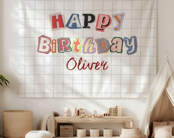 Custom Birthday Backdrop, Personalized Kids Birthday Sign
