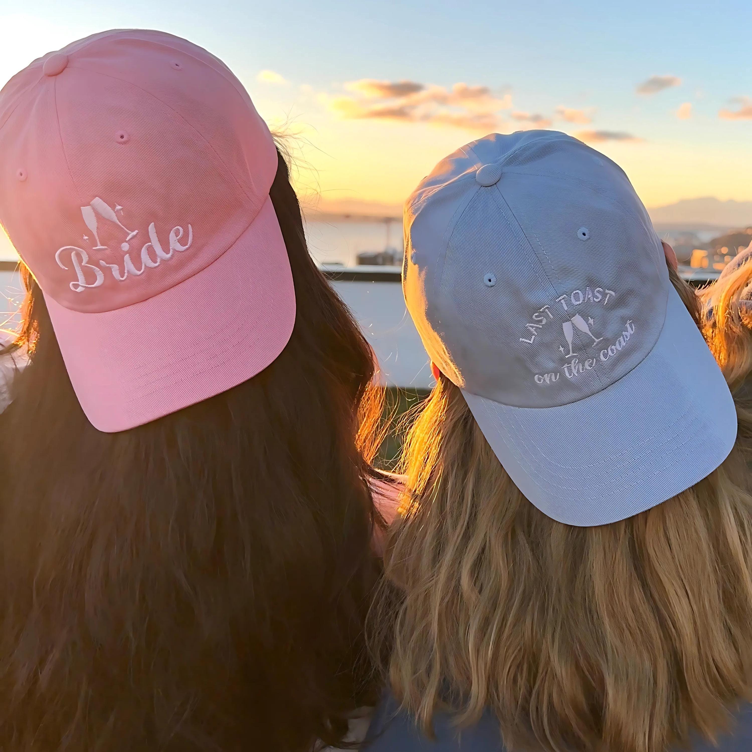 Coastal Bachelorette Hats Last Toast On The Coast Bachelorette Party Hat Beach Bachelorette Cap Bride Embroidered Hat Gift For Bridesmaids