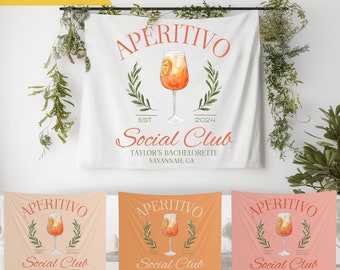 Banner de despedida de soltera Aperitivo Social Club - Decoración italiana para despedida de soltera