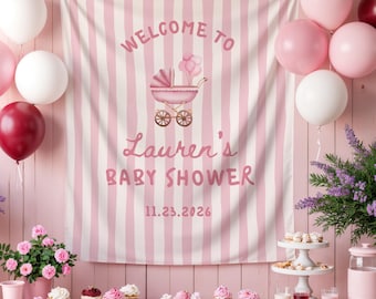 Custom Fabric Baby Shower Backdrop: Personalized Welcome Baby Sign
