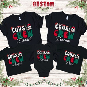 Cousin Crew Weihnachts-Shirt, benutzerdefiniertes WeihnachtsCousin-Sweatshirt, Cousin Crew-Kleinkind-Shirt, Cousin-zusammenpassende T-Shirts mit Namen, Weihnachtshemd