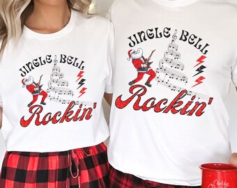 Jingle Bell Rockin' Christmas Shirt, Santa Guitar Tee