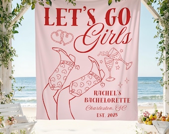 Custom Western Bachelorette Decor Let's Go Girls Bach Party Banner Cowgirl Bridal Shower Backdrop Last Rodeo Party Sign Nashville Bach