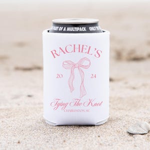She&#39;s Tying The Knot Can Cooler Custom Tying The Knot Bridal Shower Favor Coquette Bachelorette Party Bridesmaid Gift Bow Theme Bridal Party