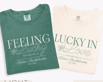 Camisetas personalizadas para despedidas de soltera del Día de San Patricio: Afortunadas en el amor y con suerte