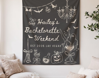 Custom Halloween Bachelorette Party Banner, Spooky Bridal Shower Decor