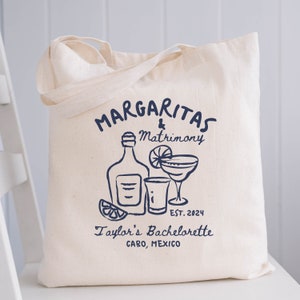Margs and Matrimony Tote Custom Margaritas and Matrimony Bachelorette Favor Bags for Bridesmaids Gift Bag Tequila Bach Bridal Party Totes