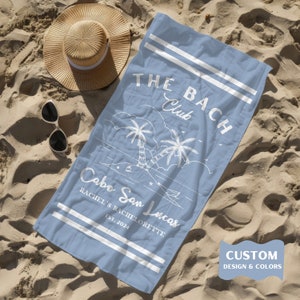 Custom Bachelorette Beach Towel, Bach Club Beach Towel, Bride Custom Beach Towel, Beach Bachelorette Party Favor, Coastal Bridal Shower Gift