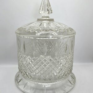Vintage Indiana Glass Diamond Pattern Candy Jar with Lid