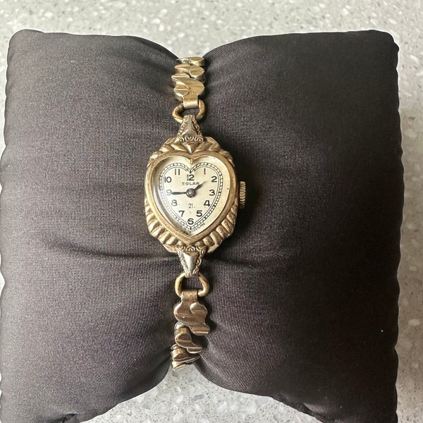 Vintage Solar Heart Gold Ornate Cocktail Watch