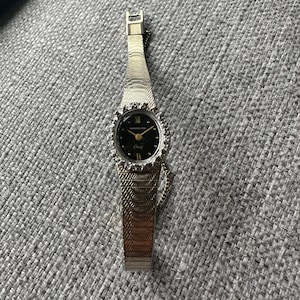 Classic Wittnauer Gold Ladies Cocktail Watch Gemstones Black Dial