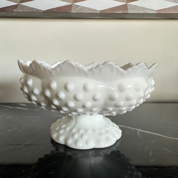 Fenton Hobnail Milk Glass 6 Candle Holder Stamped Rare Collectible