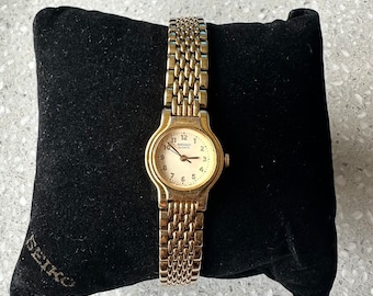 Vintage Seiko V401-0289 Gold Damen Cocktail Uhr Armband Getestet Laufend