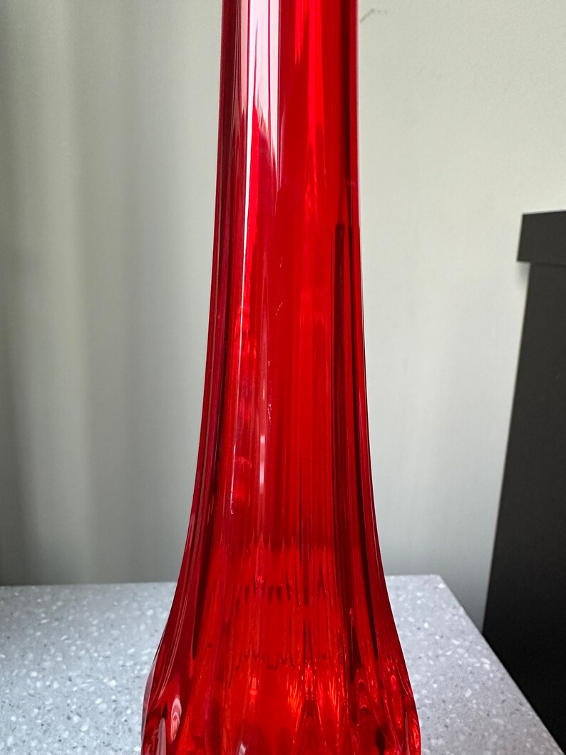 Stickered Fenton Swung Vase Amberina Red Orange 12 Handmade Etsy