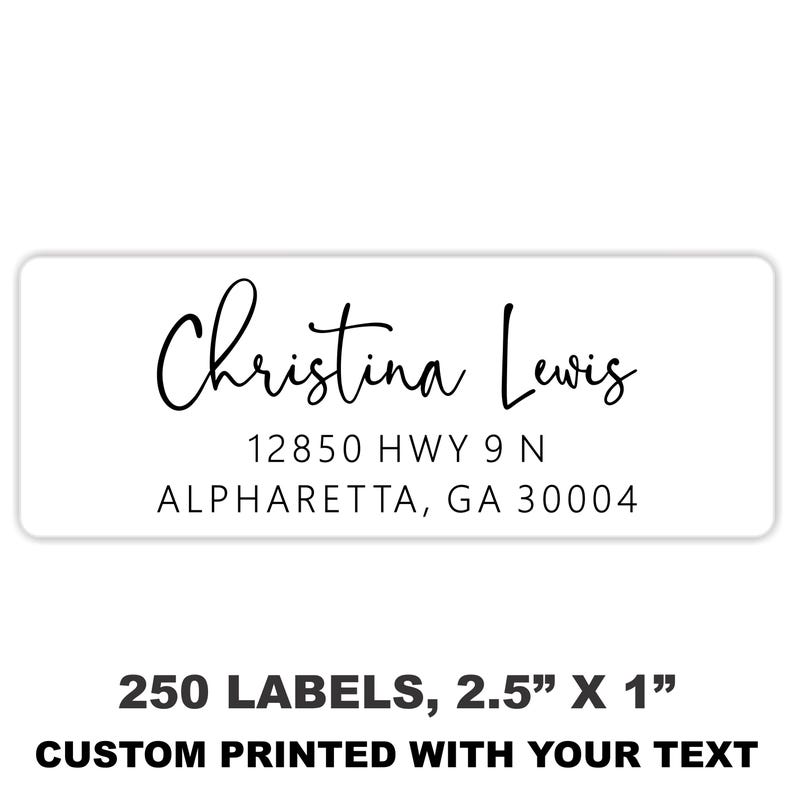 Customizable Script Font Return Address Stamp Personalized Return Address Labels: Modern Script Font, White (2.5 X 1 ...