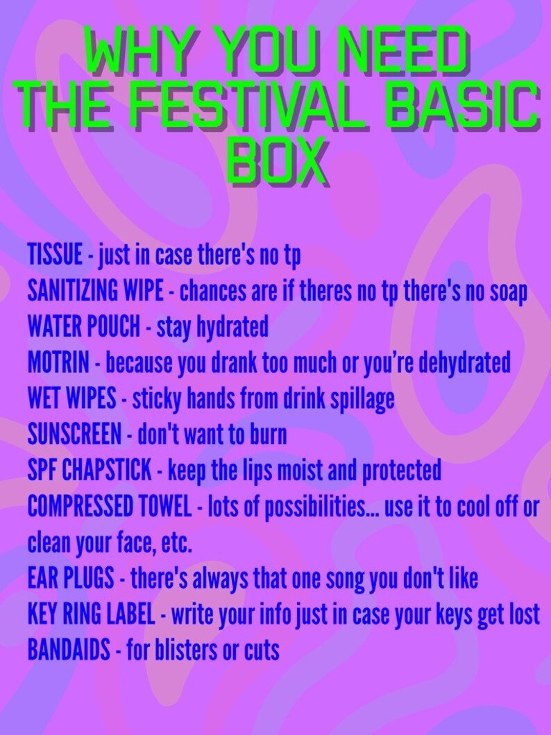 Rave / Festival Essentials Survival Pack Etsy