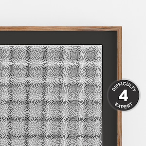Solvable Maze Print, Modern Wall Art, Geometric Puzzle, Abstract Pattern, Minimalist Line Art, Monochrome Poster, Chic Trendy Wall Decor