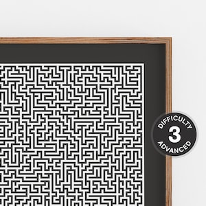 Solvable Maze Print, Modern Wall Art, Geometric Puzzle, Abstract Pattern, Minimalist Line Art, Monochrome Poster, Chic Trendy Wall Decor