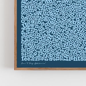 Don&#39;t Stop Believin&#39; - Journey Song Lyric Print, Typography Wall Art, Modern Wall Decor, Funky Type Poster, Chic Gift for Music Lover