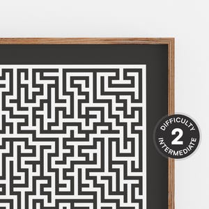 Solvable Maze Print, Modern Wall Art, Geometric Puzzle, Abstract Pattern, Minimalist Line Art, Monochrome Poster, Chic Trendy Wall Decor