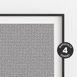 Solvable Maze Print, Modern Wall Art, Geometric Puzzle, Abstract Pattern, Minimalist Line Art, Monochrome Poster, Chic Trendy Wall Decor