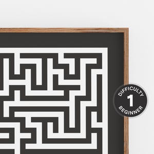 Solvable Maze Print, Modern Wall Art, Geometric Puzzle, Abstract Pattern, Minimalist Line Art, Monochrome Poster, Chic Trendy Wall Decor
