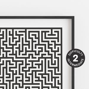 Solvable Maze Print, Modern Wall Art, Geometric Puzzle, Abstract Pattern, Minimalist Line Art, Monochrome Poster, Chic Trendy Wall Decor