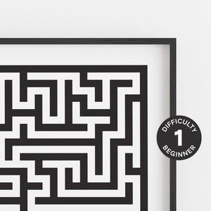 Solvable Maze Print, Modern Wall Art, Geometric Puzzle, Abstract Pattern, Minimalist Line Art, Monochrome Poster, Chic Trendy Wall Decor