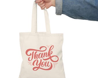 Thank You Canvas Tote Bag | Reusable Shopping Market Bag | Appreciation & Gratitude Gift
