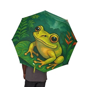 Puerto Rico Coqui Frog Umbrella | Eco-Friendly Travel Rain Gear