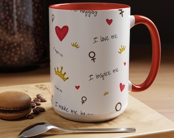 I Love Me Ceramic Coffee Mug, Positive Affirmations, Kitchen Decor