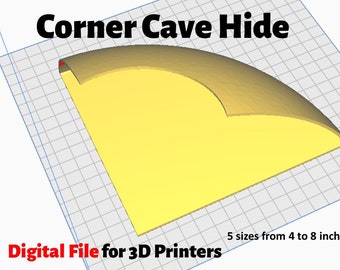 Corner Cave Hide STL Digital Files: Aquarium & Terrarium (Digital Download)