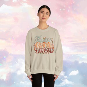 Grateful Thankful Blessed Sweatshirt | Soft Thanksgiving Crewneck | Cozy Pullover | Perfect Gift for Anyone image 3