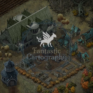Cursed Town Fantasy Battlemap Bundle (5er-Pack, mit und ohne Grids)