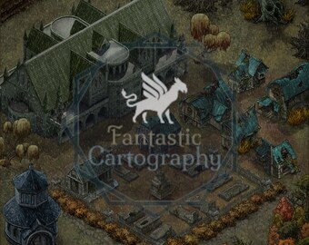 Cursed Town Fantasy Battlemap Bundle (5-pack, with and without grids)