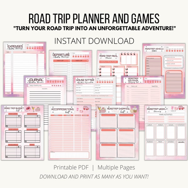 Ultimate Road Trip Planner & Printable Games:Fun Activities, Maps, Family Friendly Travel Games. Unleash Adventure! RoadTrip PrintableGames"