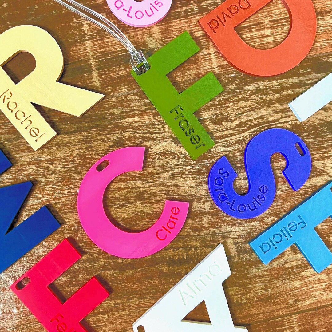 Personalized Biodegradable Bag Tag: Colorful Letter Luggage Tag - Etsy ...